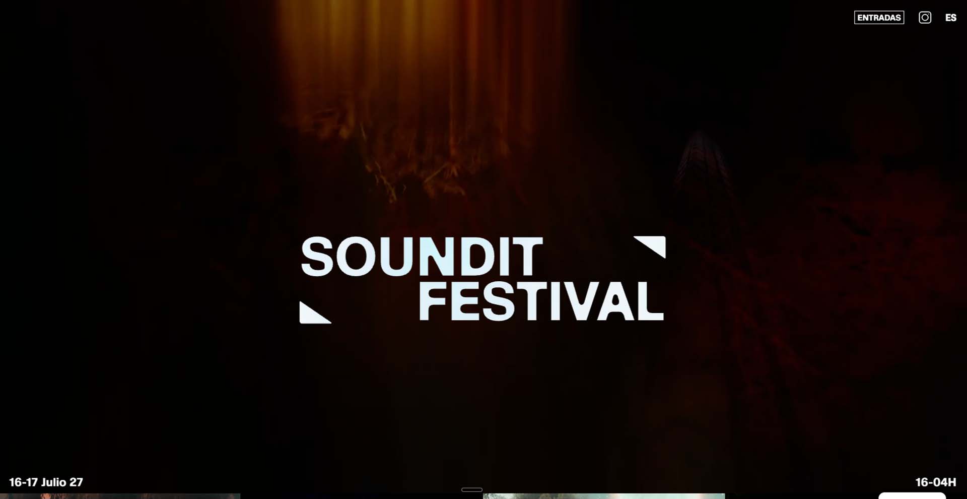 Soundit festival captura de pantalla desarrollo web landing page
