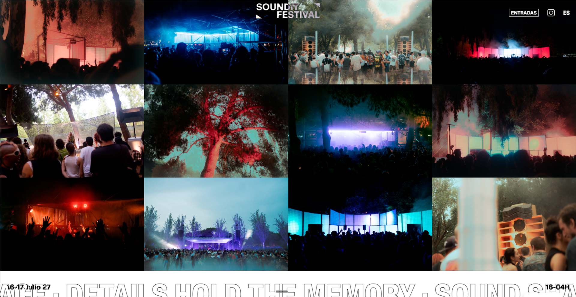 Soundit festival captura de pantalla desarrollo web landing page